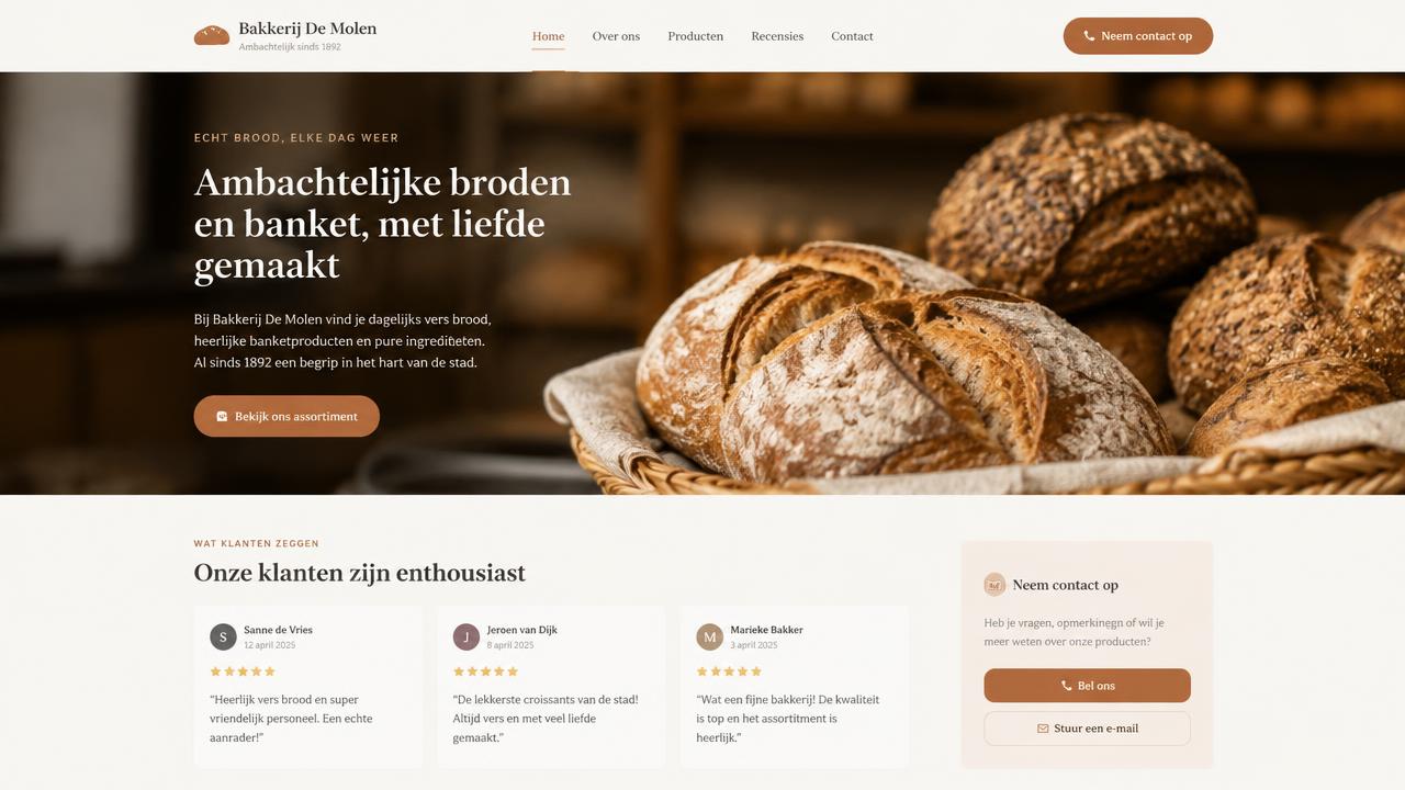 Business Site example built with AI: Willow & Rye Bakery